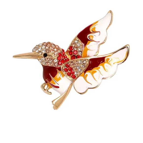 Hummingbird Pink Crystal Pin Brooch - Picture 4 of 9